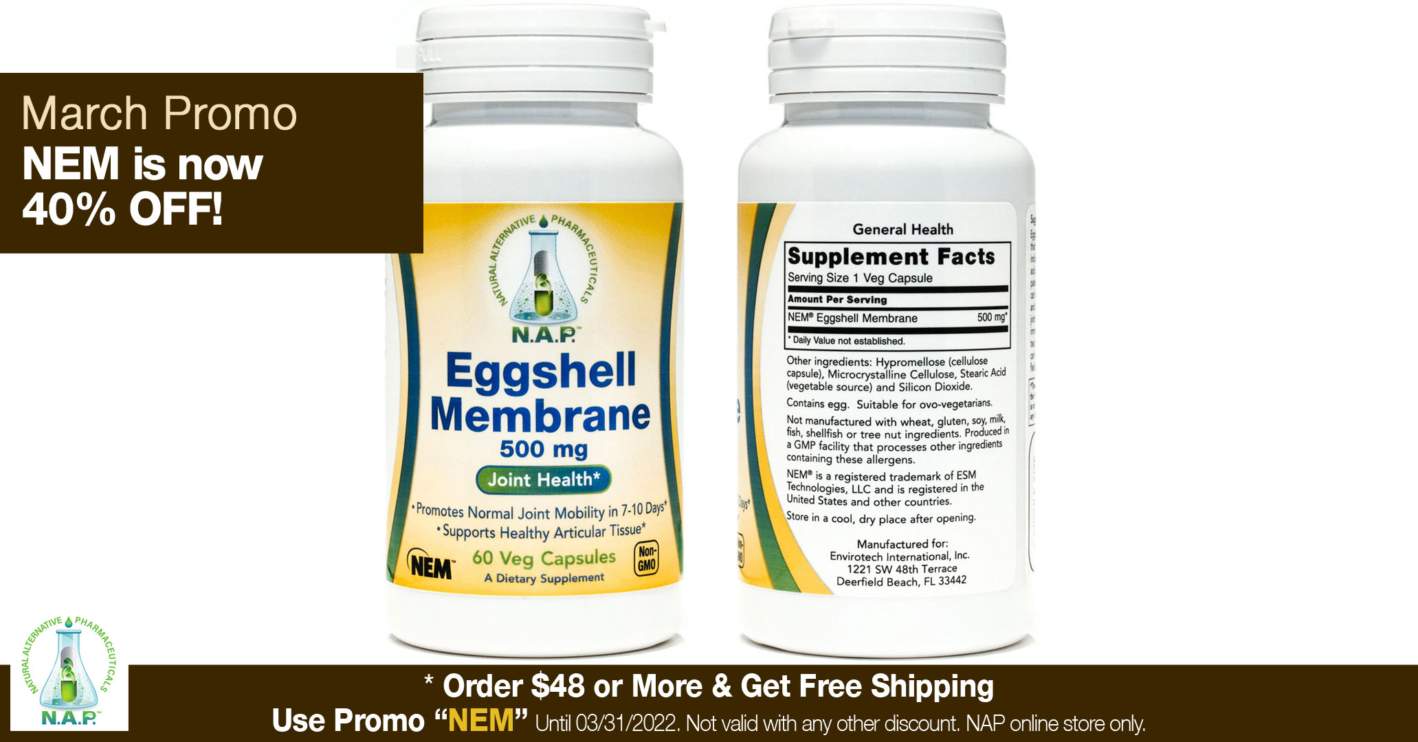 March promotion on Eggshell Membrane Supplements.